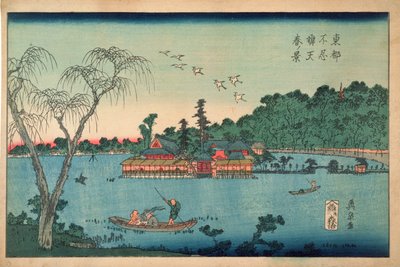 Vue printanière du sanctuaire de Benten, étang de Shinobazu, vers 1830 - Keisai Eisen